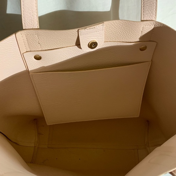 Light Pink Blush Two Tone Large Faux Leather Convertible Work Tote, Ulta, Tassel - Picture 6 of 16